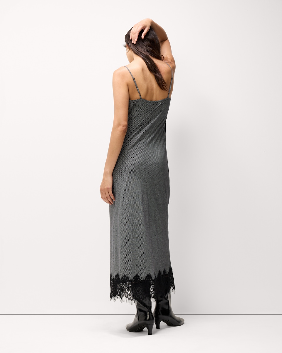 image 1 of F&F Pure Cotton Checked Lace Trim Midi Dress in Multi Black