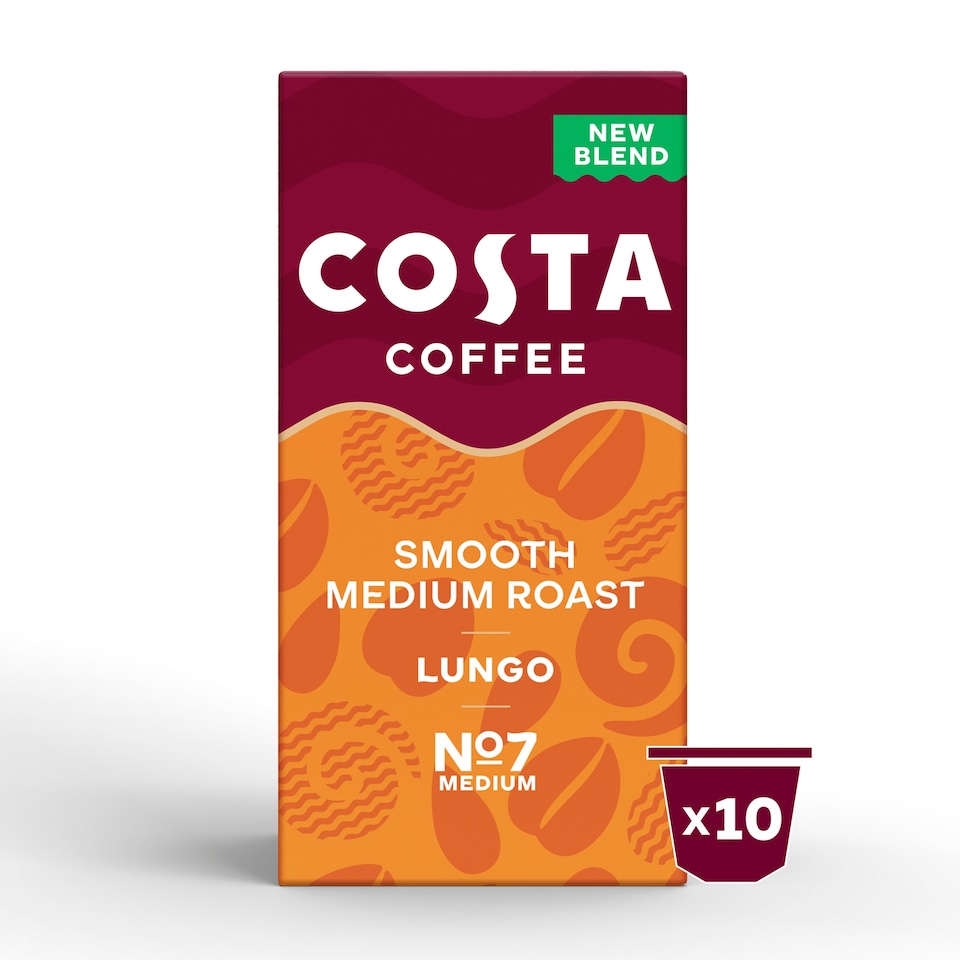 image 1 of Costa Coffee Smooth Medium Roast Lungo Coffee Capsules 10 Pack 52g