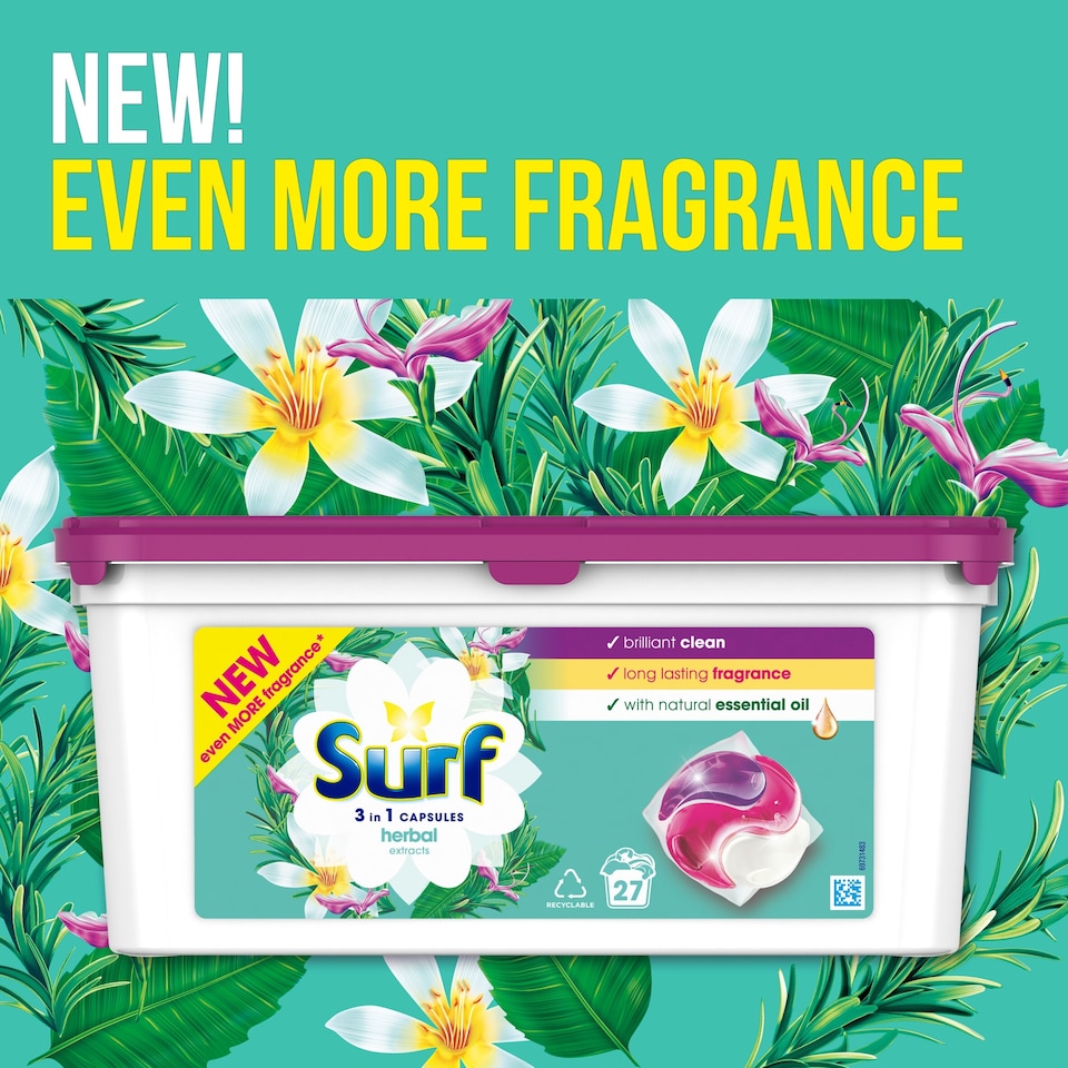 image 1 of Surf 3 In1 Herbal Washing Capsules 27 Washes 467.1g
