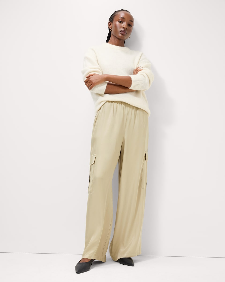 image 1 of F&F Cargo Wide Leg Trousers in Stone