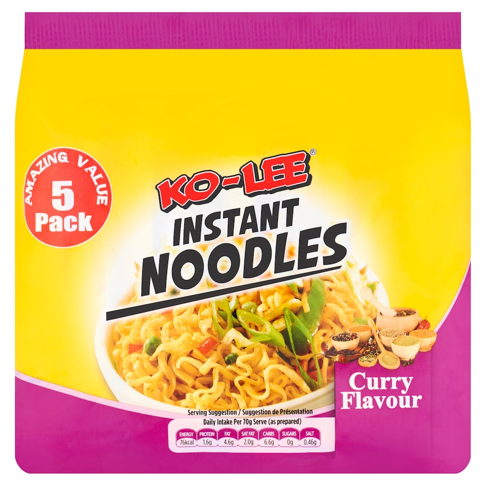 KO-LEE 5 PACK NOODLES CURRY 5X70GM