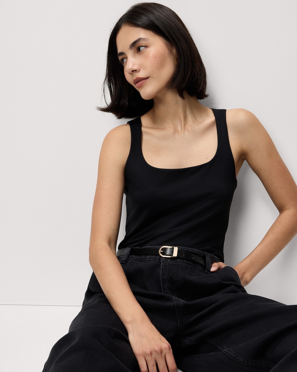 image 1 of F&F Polyamide Square Neck Vest in Black