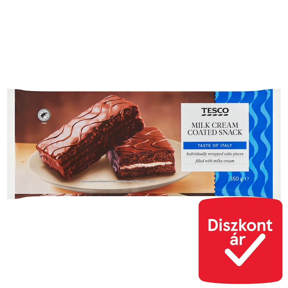 Tesco piskótaszelet kakaós bevonattal és tejes töltelékkel 10 x 35 g (350 g)