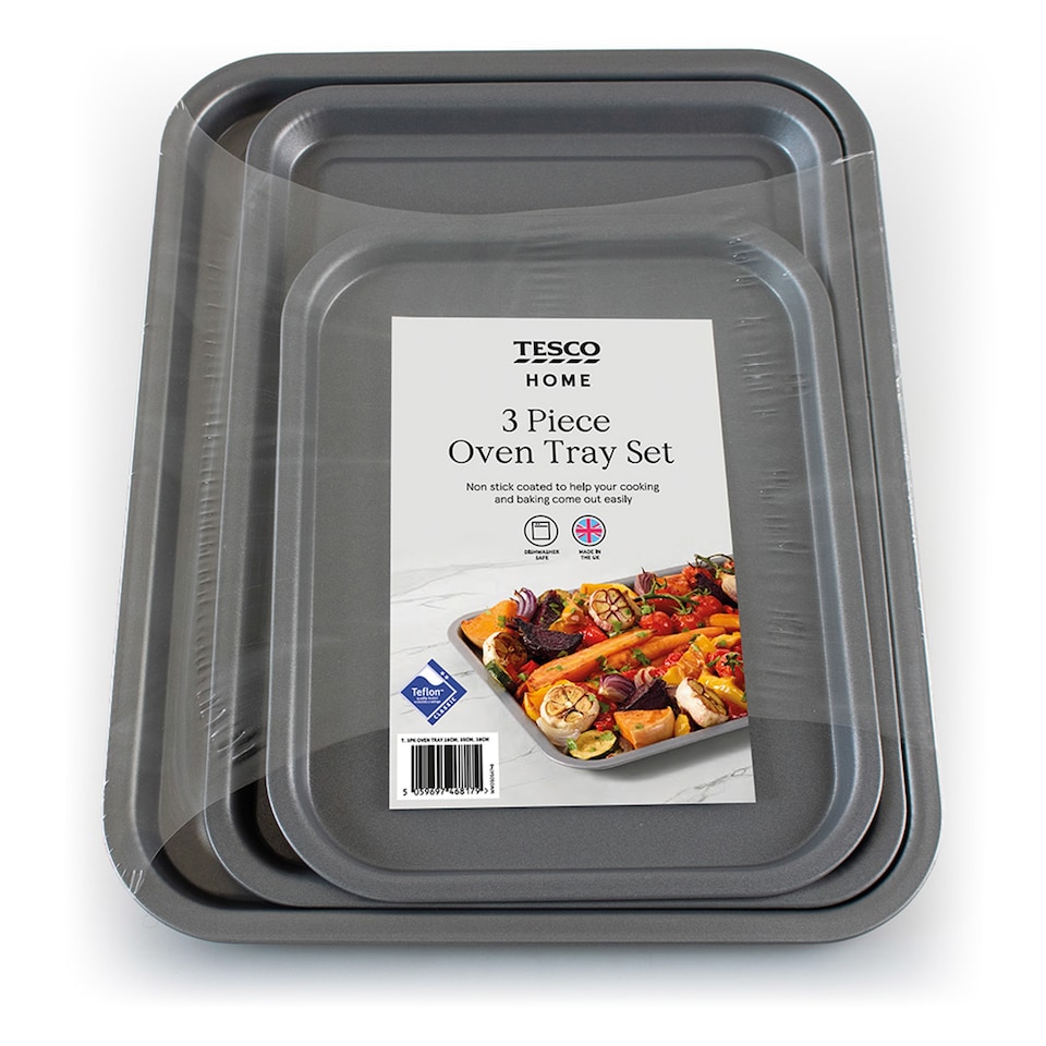 Tesco 3 Pack Oven Tray 28Cm 35Cm 38Cm