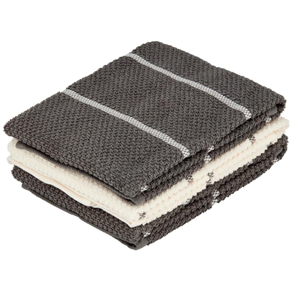 Go Cook Grey Stripe Kitchen Towel 3 Pack Rs