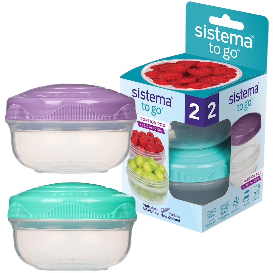 image 1 of Sistema To Go Portion Pod Food Storage 2 Pack 210ml