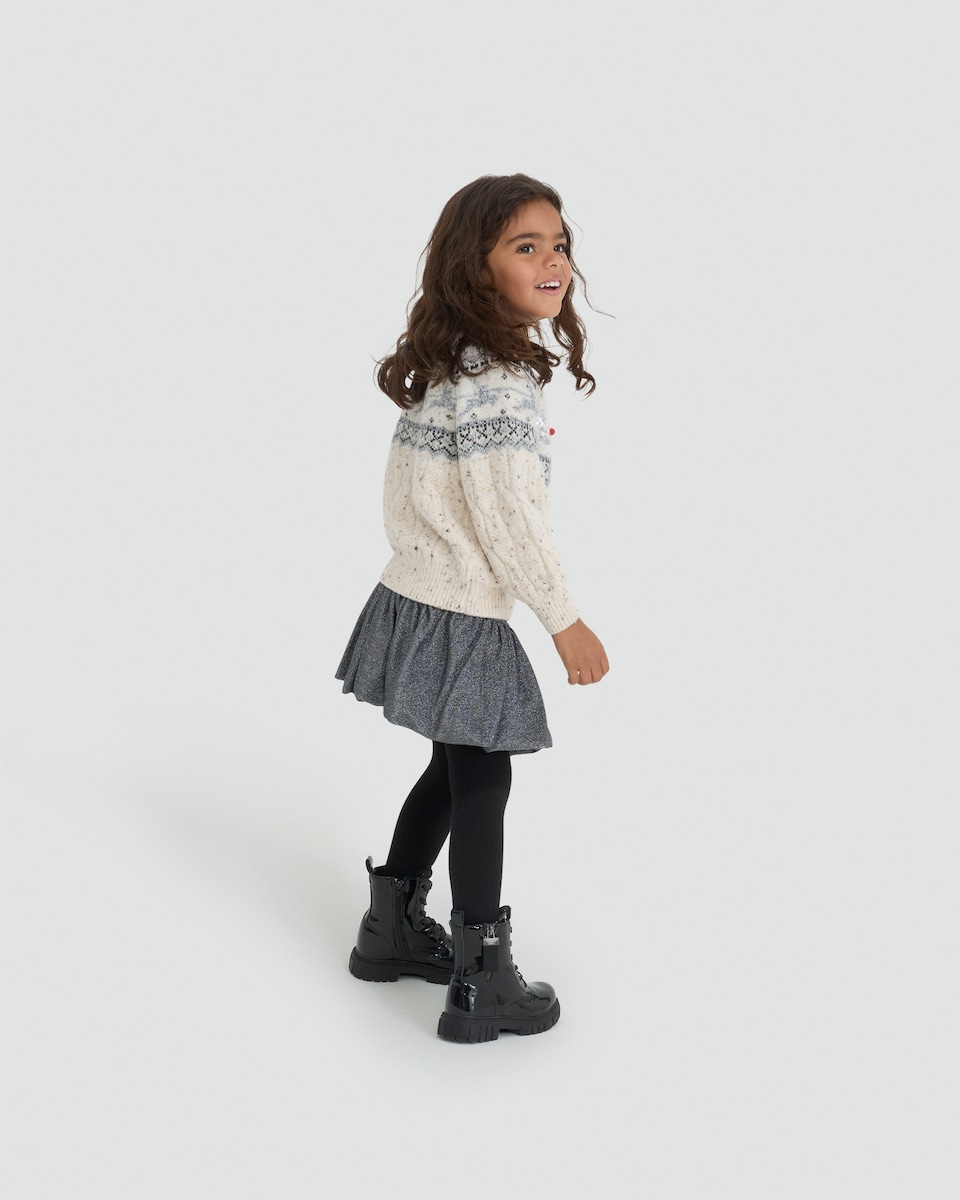 image 1 of F&F Girls Knitted Fair Isle Christmas Jumper in Multi