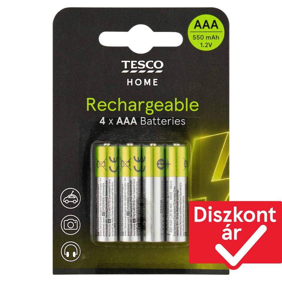 Tesco Home 550 mAh AAA 1,2 V Rechargeable Batteries 4 pcs