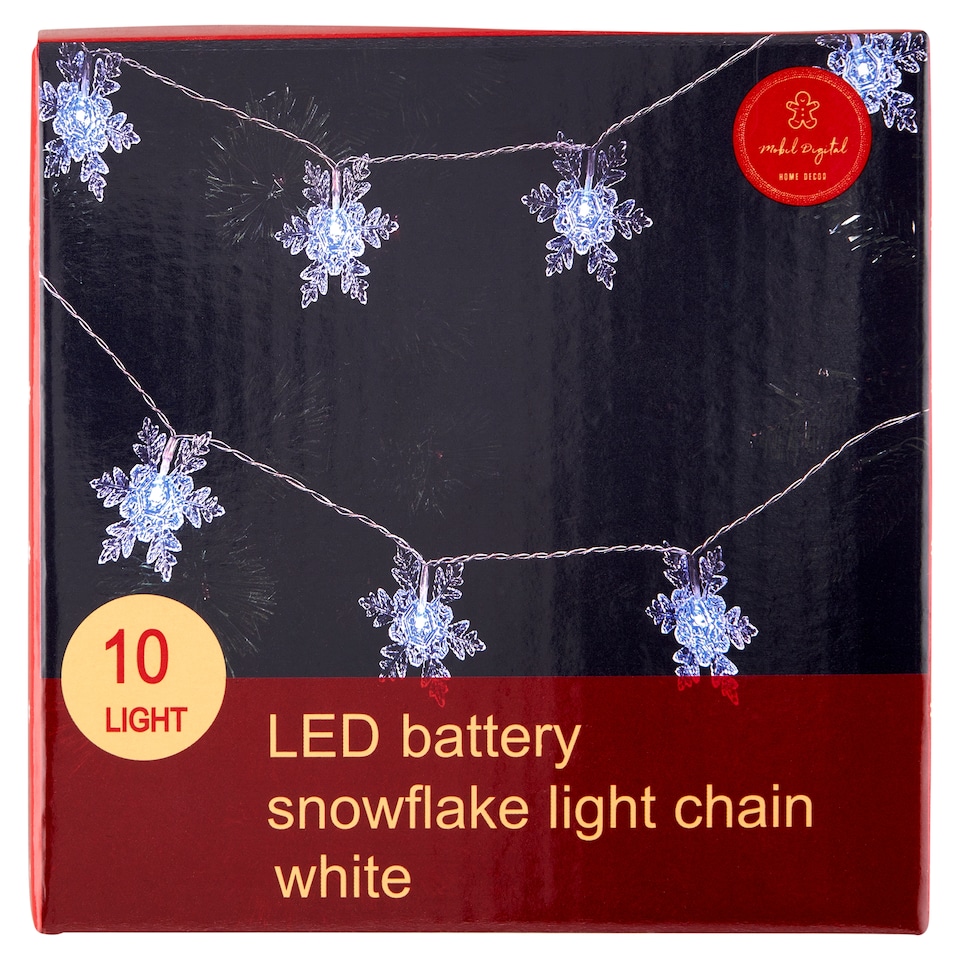 Obrázek 1 pro produkt Mobil Digital 10 LED světelný řetěz s vločkami na baterie v teplé bílé barvě