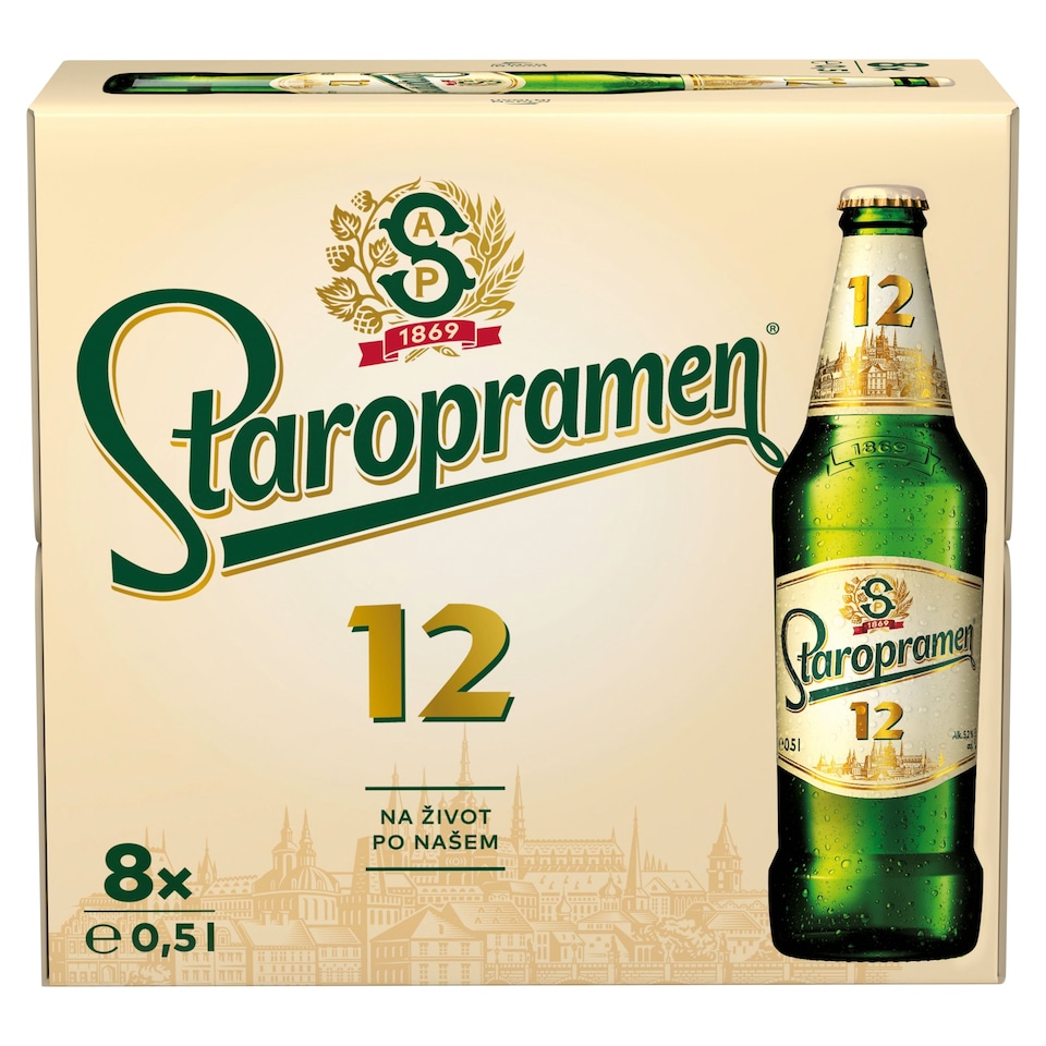 image 1 of Staropramen 12 Light Lager Beer 8 x 0.5L