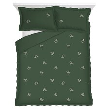 F&F Home Brushed Cotton Green Embroidered Frill Duvet Set King