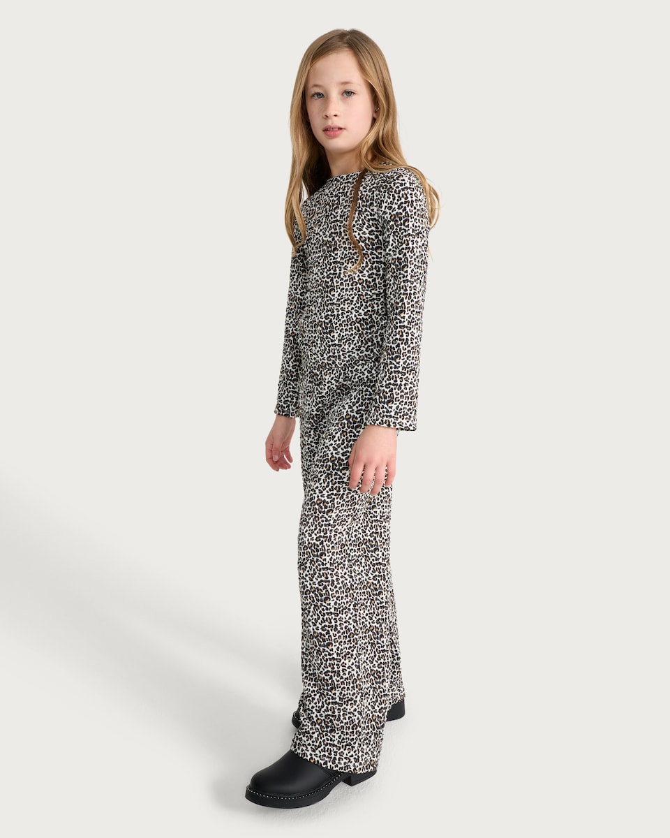 image 1 of F&F Girls 2-Piece Leopard Print Top and Bottoms in Multi Brown