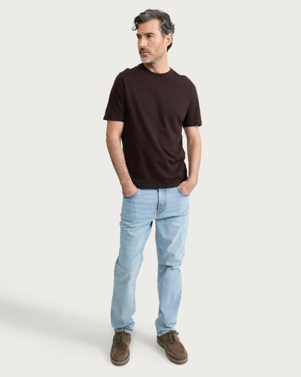 image 1 of F&F Cotton Rich Short Sleeved T-Shirt in Brown