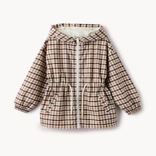 F&F Girls Checked Hooded Raincoat in Brown