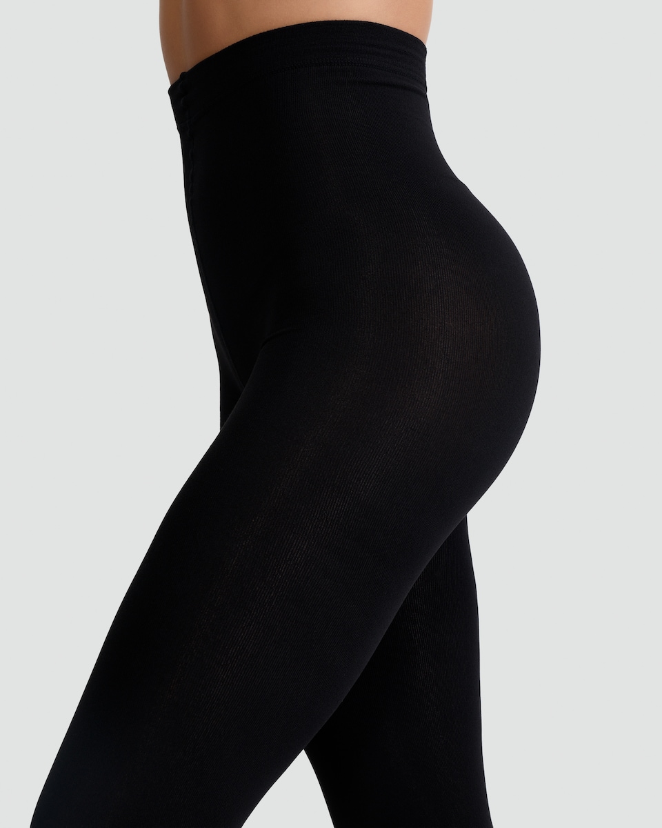 image 1 of F&F 200 Denier Opaque Thermal Tights in Black