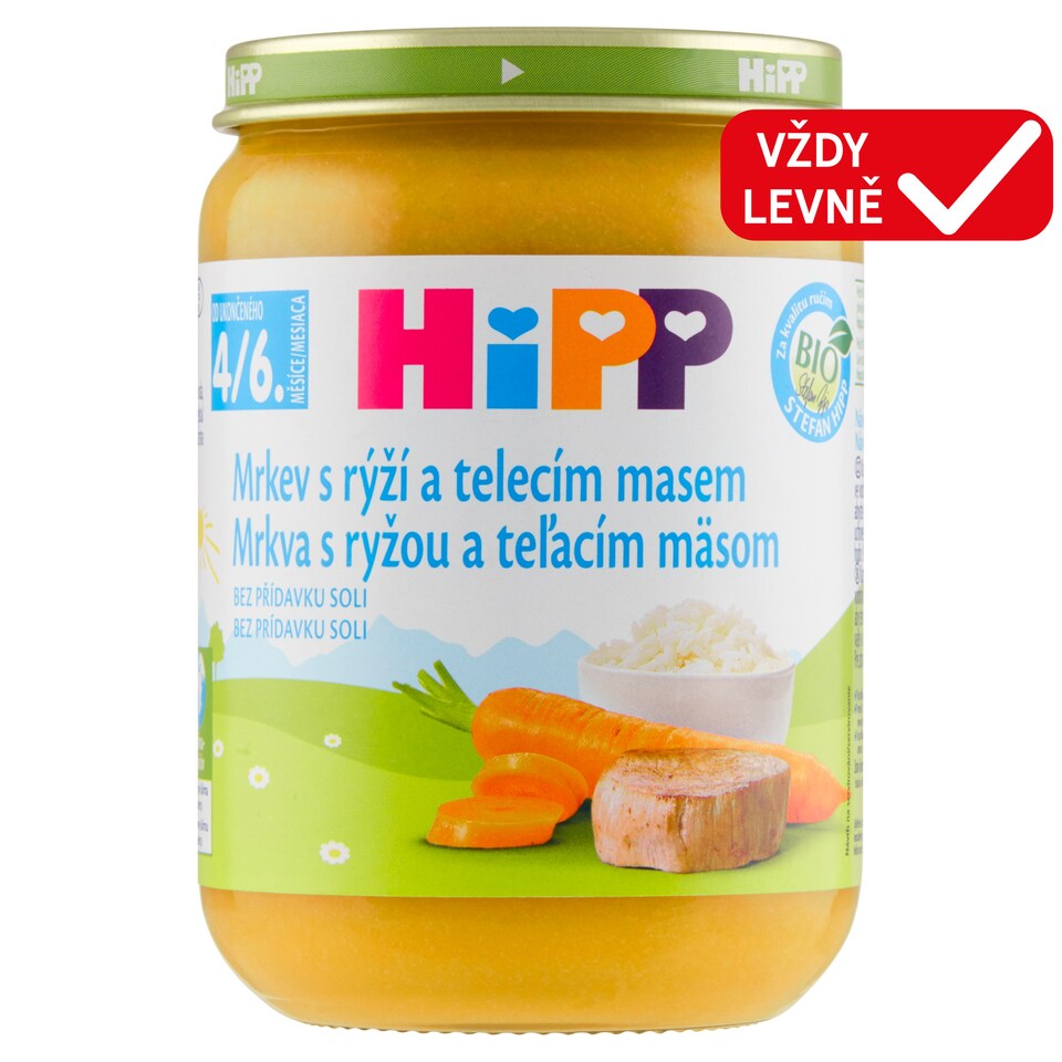 Obrázek 1 pro produkt HiPP Bio mrkev s rýží a telecím masem 190g