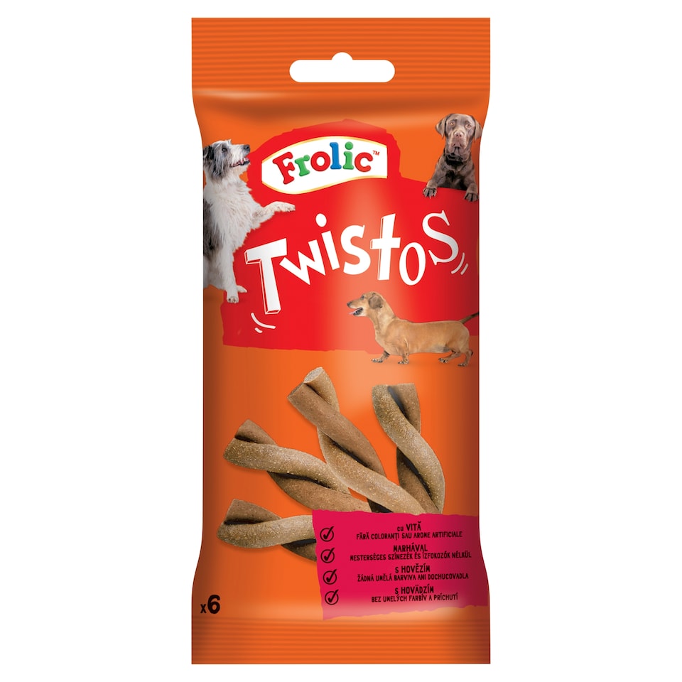 Frolic Twistos s hovězím 6 ks 105g
