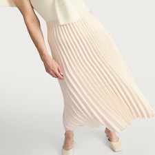 F&F Satin Look Pleated Midi Skirt in Cream