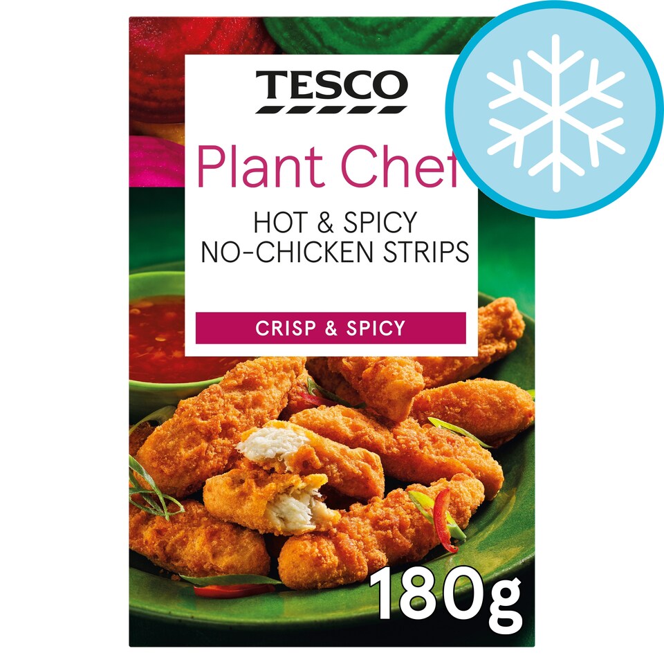 Tesco Plant Chef Hot & Spicy No-Chicken Strips 180G
