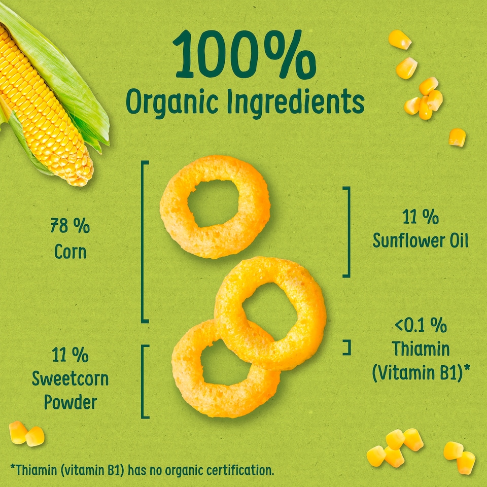 image 1 of Organix Melty Sweetcorn Rings 20g 