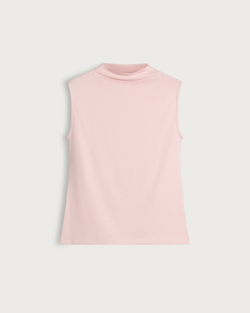 image 1 of F&F Cotton Modal Blend High Neck Sleeveless Top in Pink