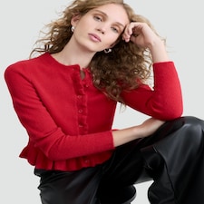 F&F Frilly Button Front Cardigan  in Red