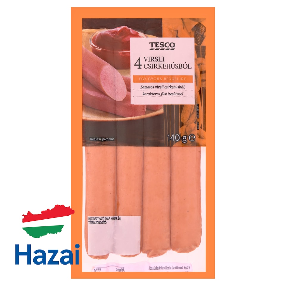 Tesco virsli csirkehúsból 4 db 140 g