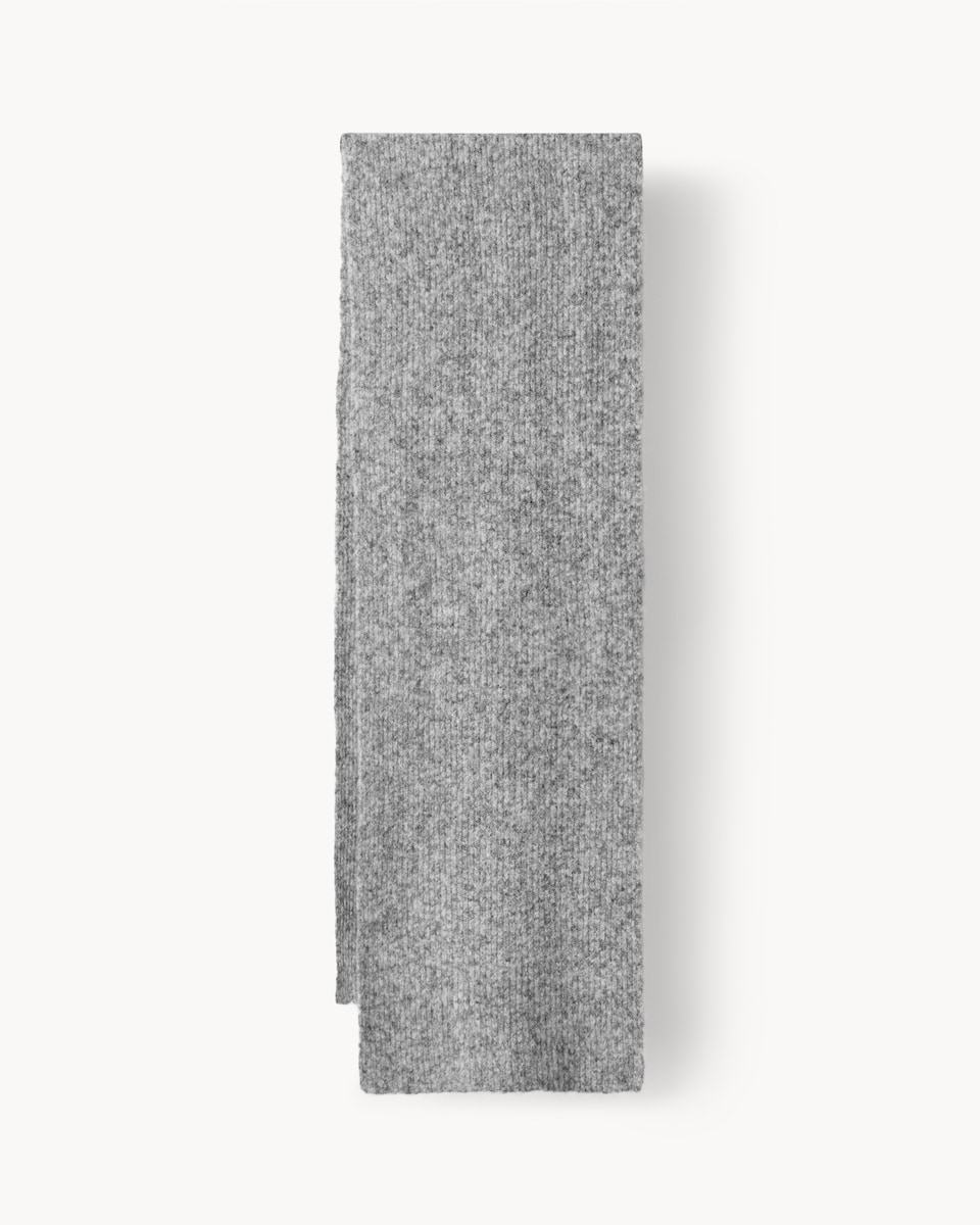 image 1 of F&F Knitted Ribbed Scarf in Grey Marl