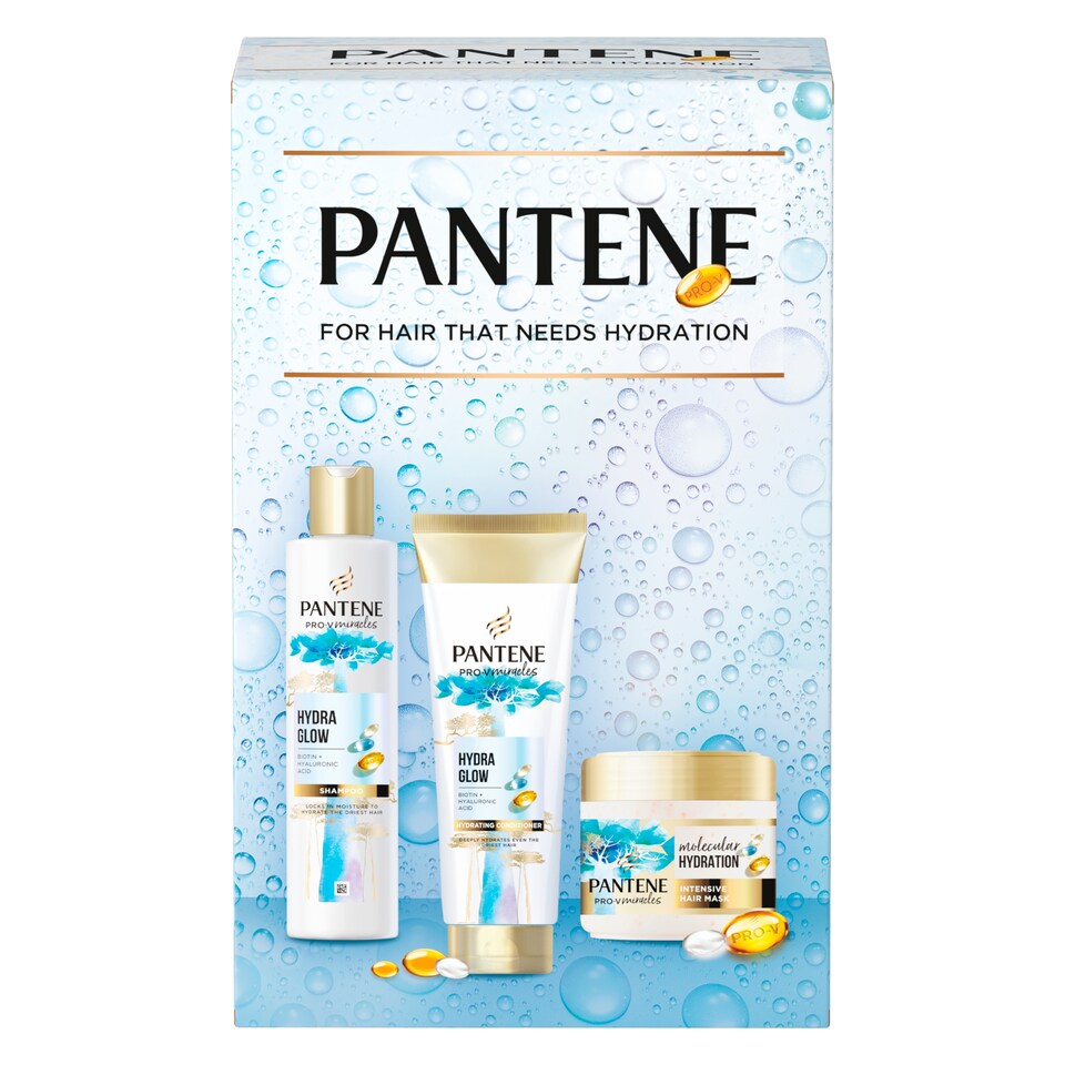 Pantene Pro-V Miracles Hydra Glow termékkészlet: hajmaszk, sampon és kondicionáló