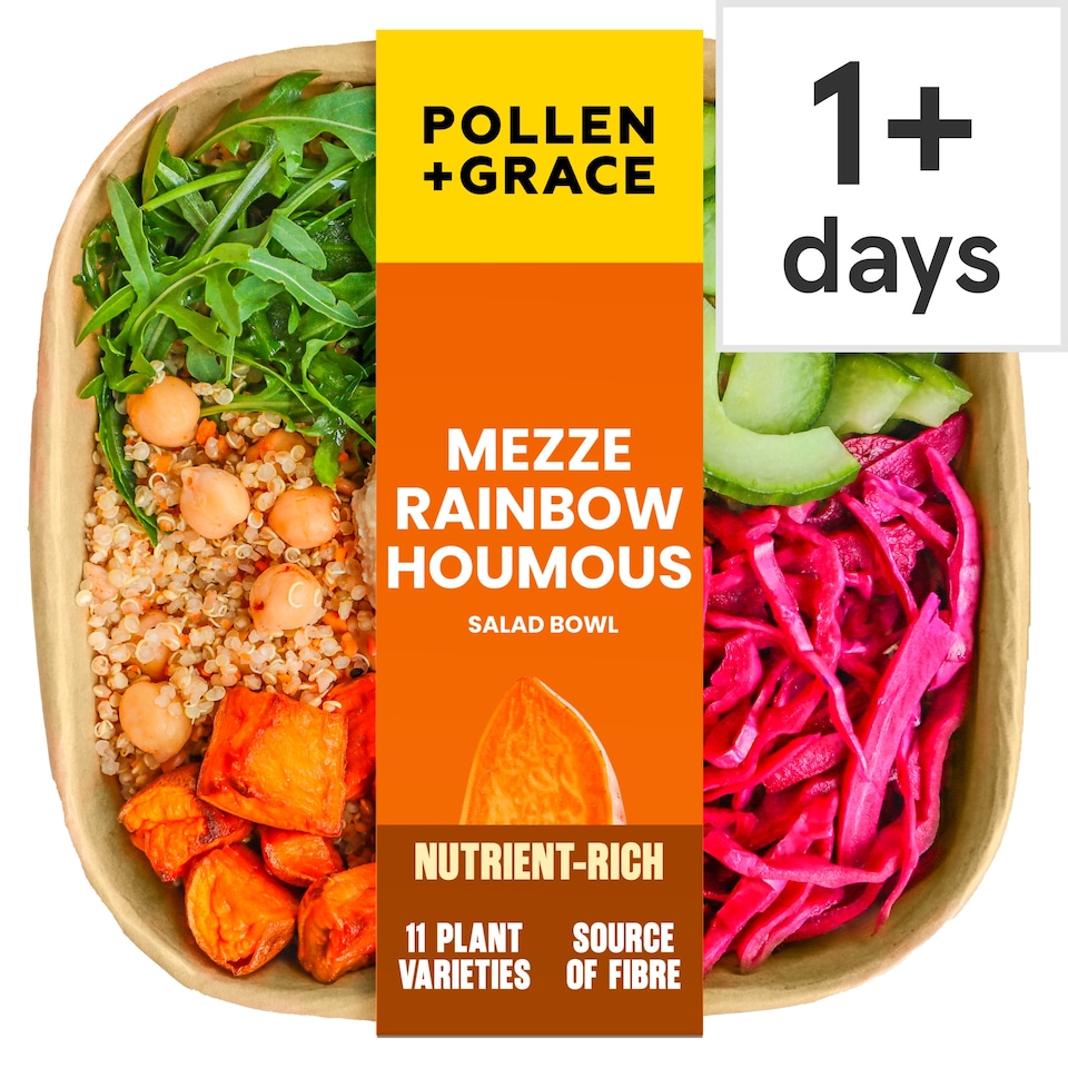 Pollen & Grace Mezze Houmous + Rainbow Veg Grain Bowl 275g
