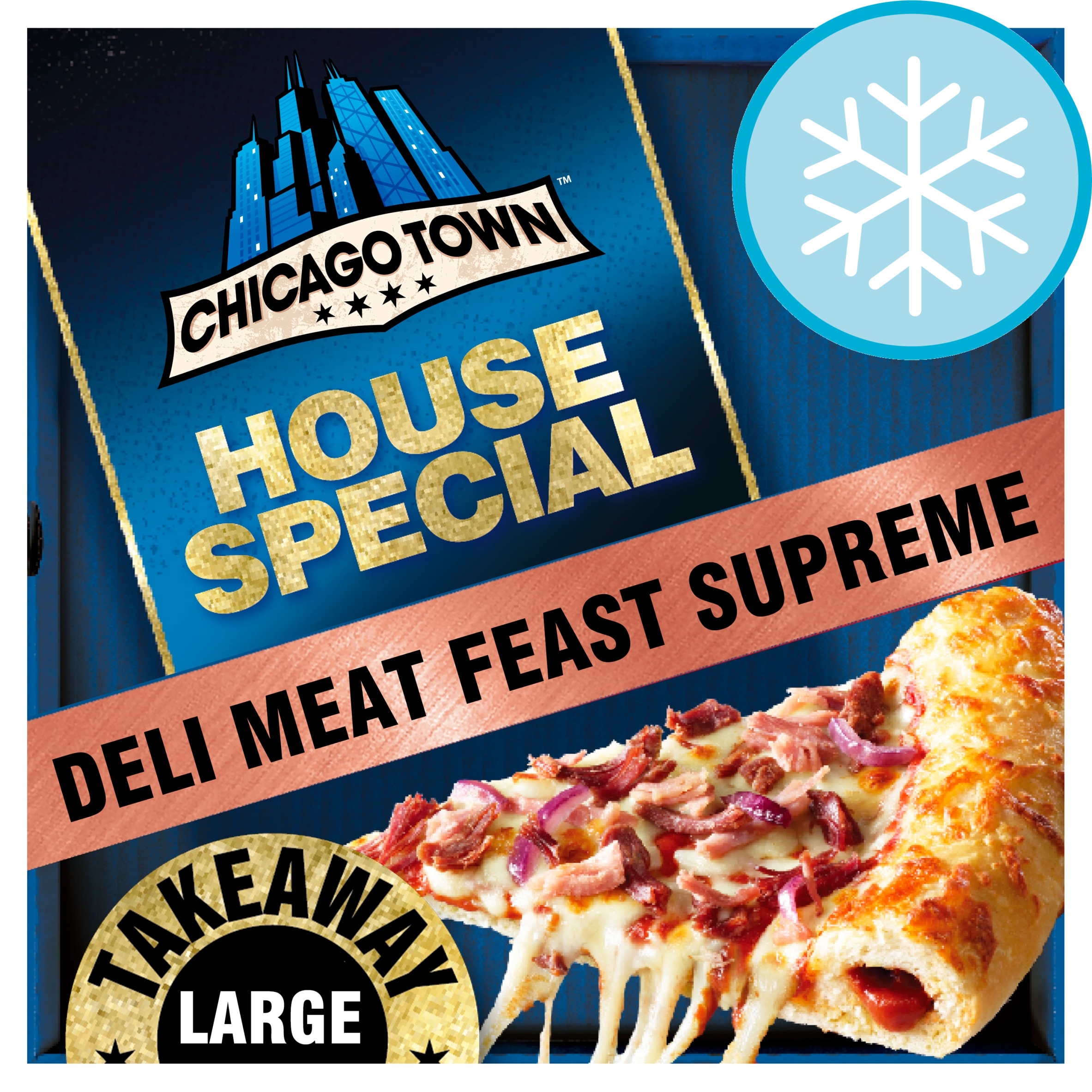 Chicago Town Takeaway Stuffed Crust Deli Meat Feast Supreme Large Pizza 683g