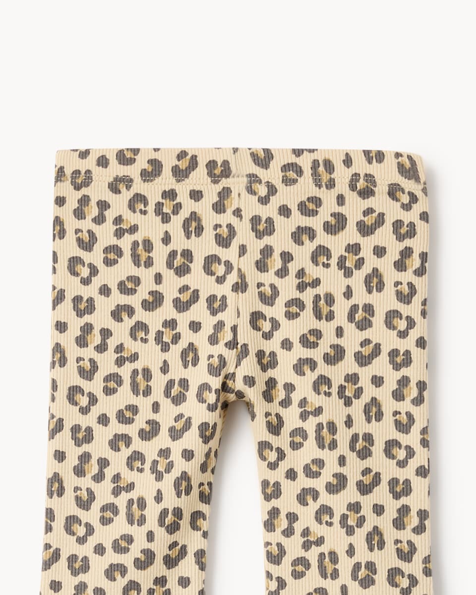 image 1 of F&F Baby Cotton Rich Leopard Print Sweatshirt and Leggings Set in Cream