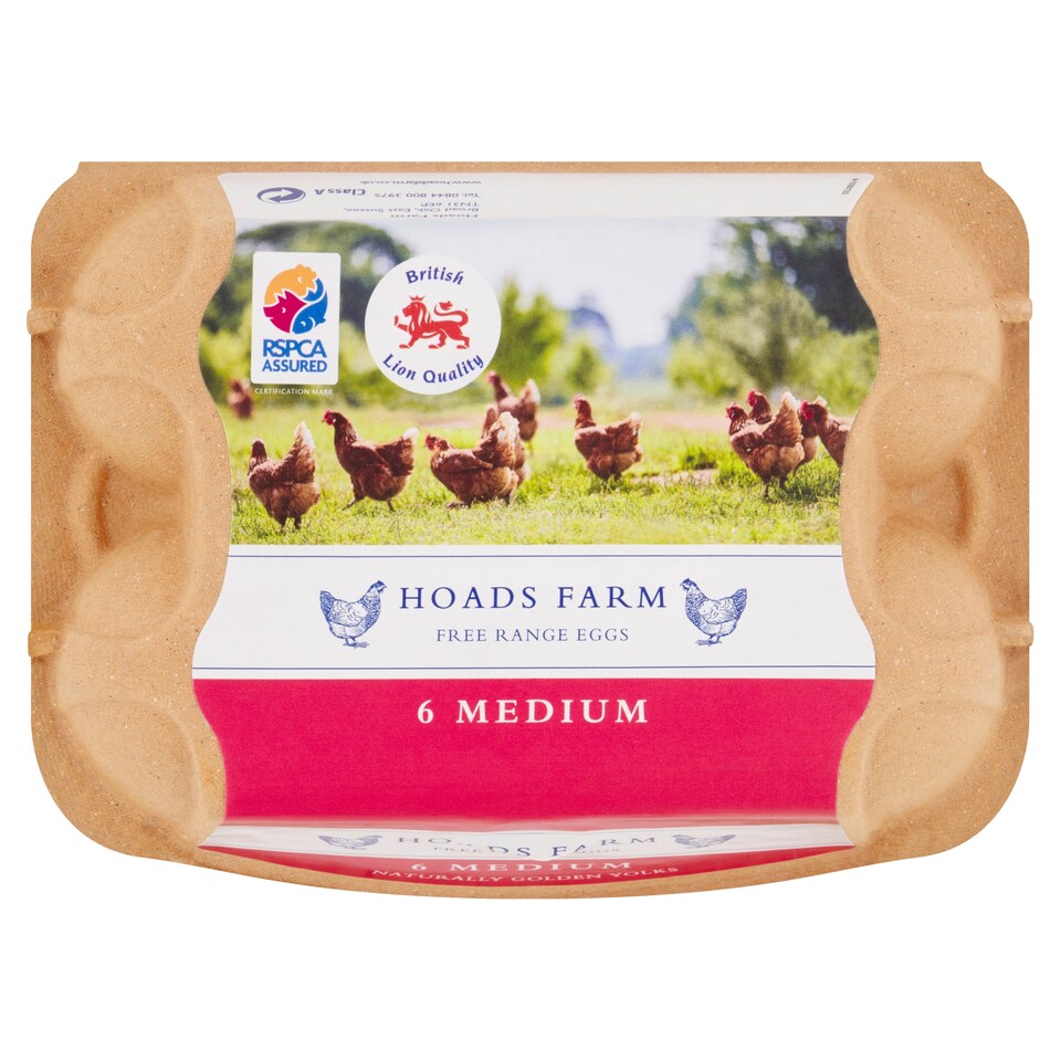 Hoads Farm Free Range Medium Eggs Box Of 6 (L)