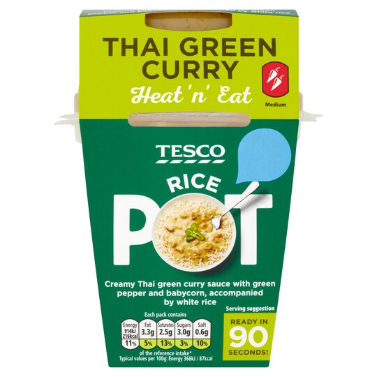 Tesco Rice Pot Thai Green Curry 250G Tesco Groceries