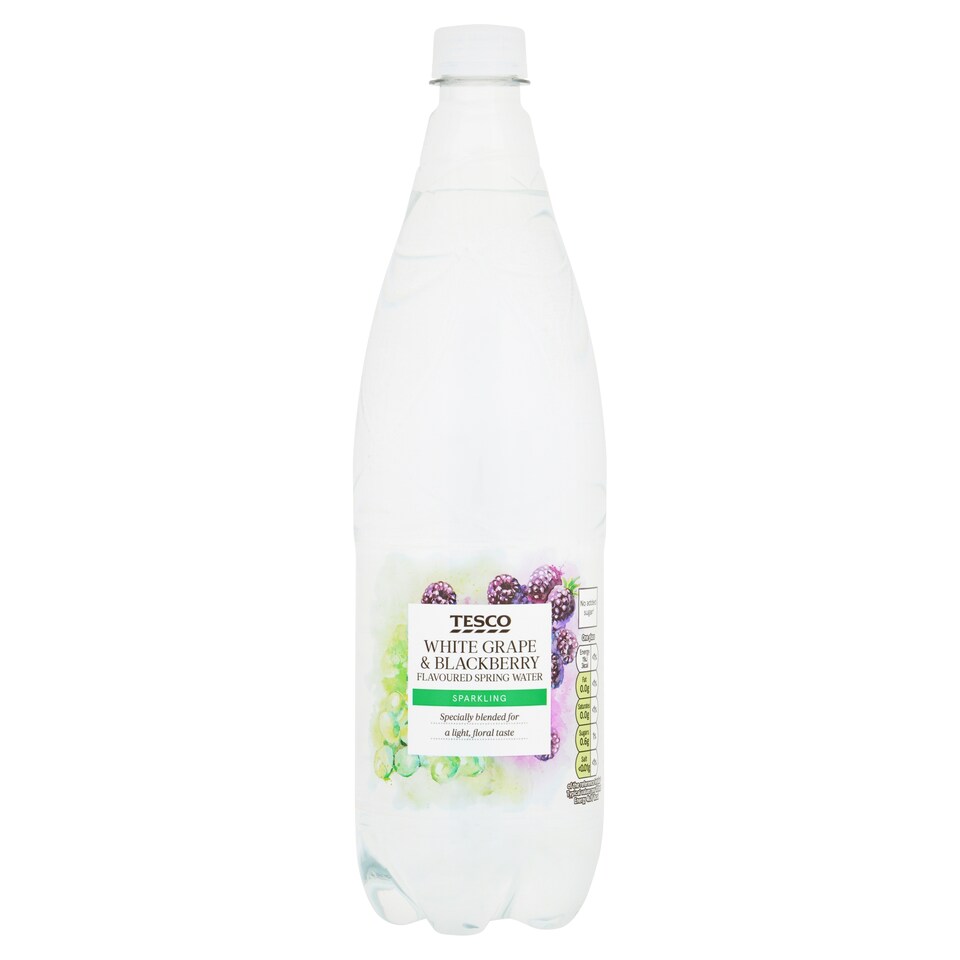 Tesco White Grape And Blackberry Sparkling Spring Water 1L