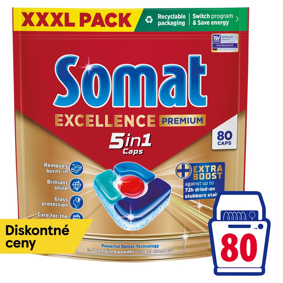 Somat Excellence Premium 5in1 kapsuly do umývačky riadu 80 ks 1488 g