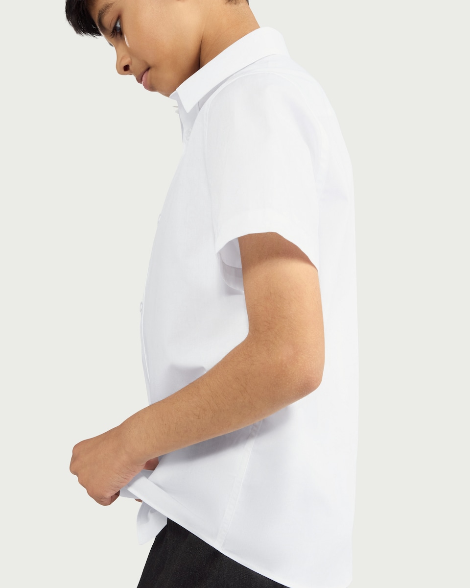 image 1 of F&F School Boys 3-Pack Regular Fit Short Sleeved Shirts in White