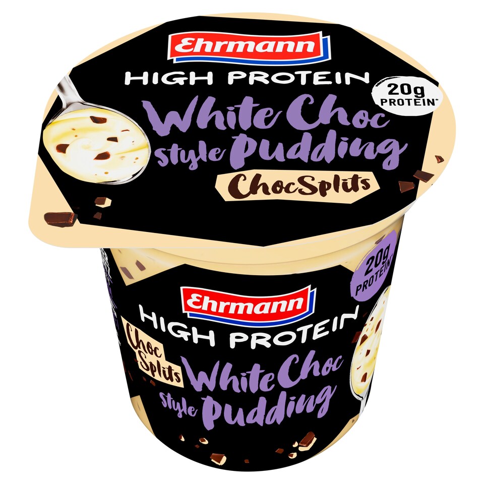 Ehrmann High Protein Pudding White Choc Style Chocsplits 230 g