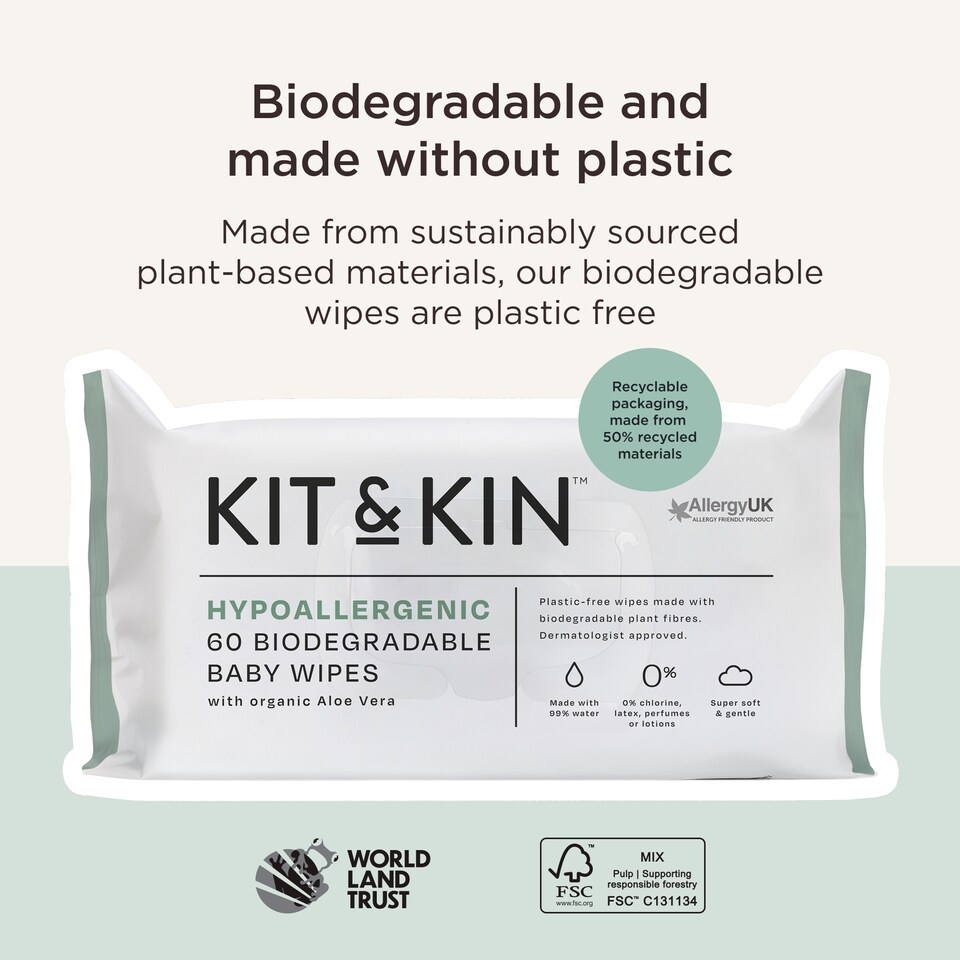 image 1 of Kit And Kin Baby Wipes 60Pk Hypo Allergenic