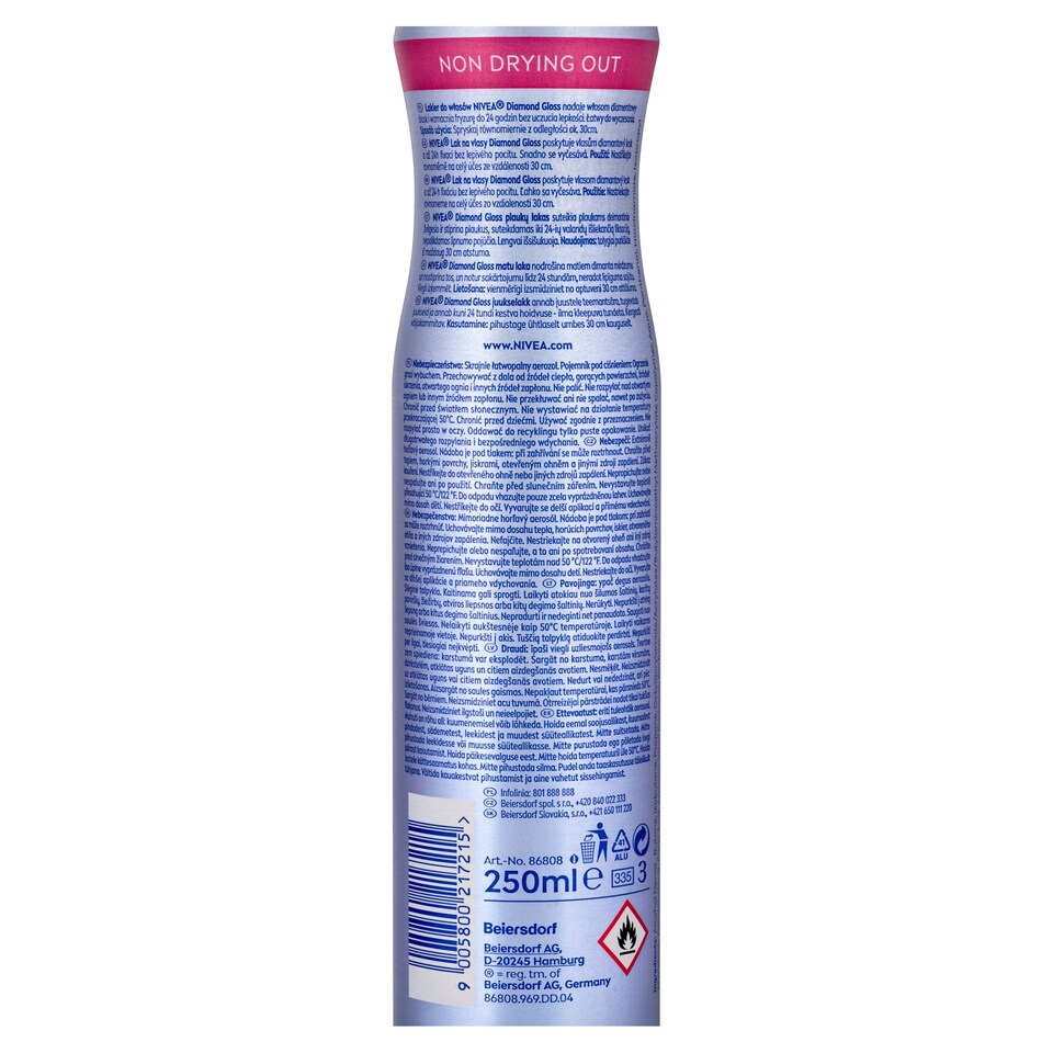 obrázok 1 z Nivea Diamond Gloss Lak na vlasy 250 ml