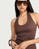 image 1 of F&F Cotton Rich Halter Neck Top in Brown