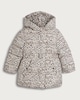 image 4 of F&F Girls Leopard Print Belted Hooded Puffer Coat in Multi Brown