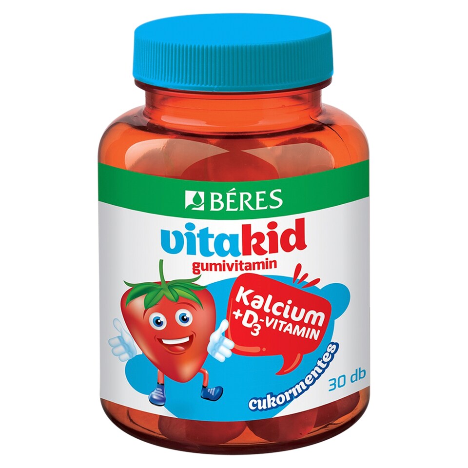 Béres VitaKid Calcium+Vitamin D3 Sugar-Free Gum Tablet Food Supplement 30 x 3,18 g (95,4 g)
