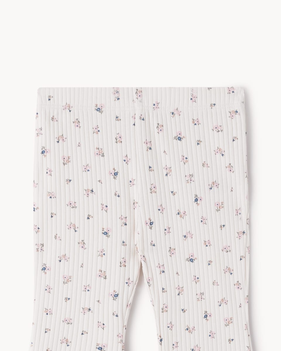 image 1 of F&F Baby Cotton Rich Floral Sweatshirt and Leggings Set in Cream