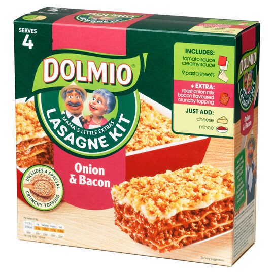 Dolmio Lasagne Meal Kit Onion And Bacon 852g Tesco Groceries