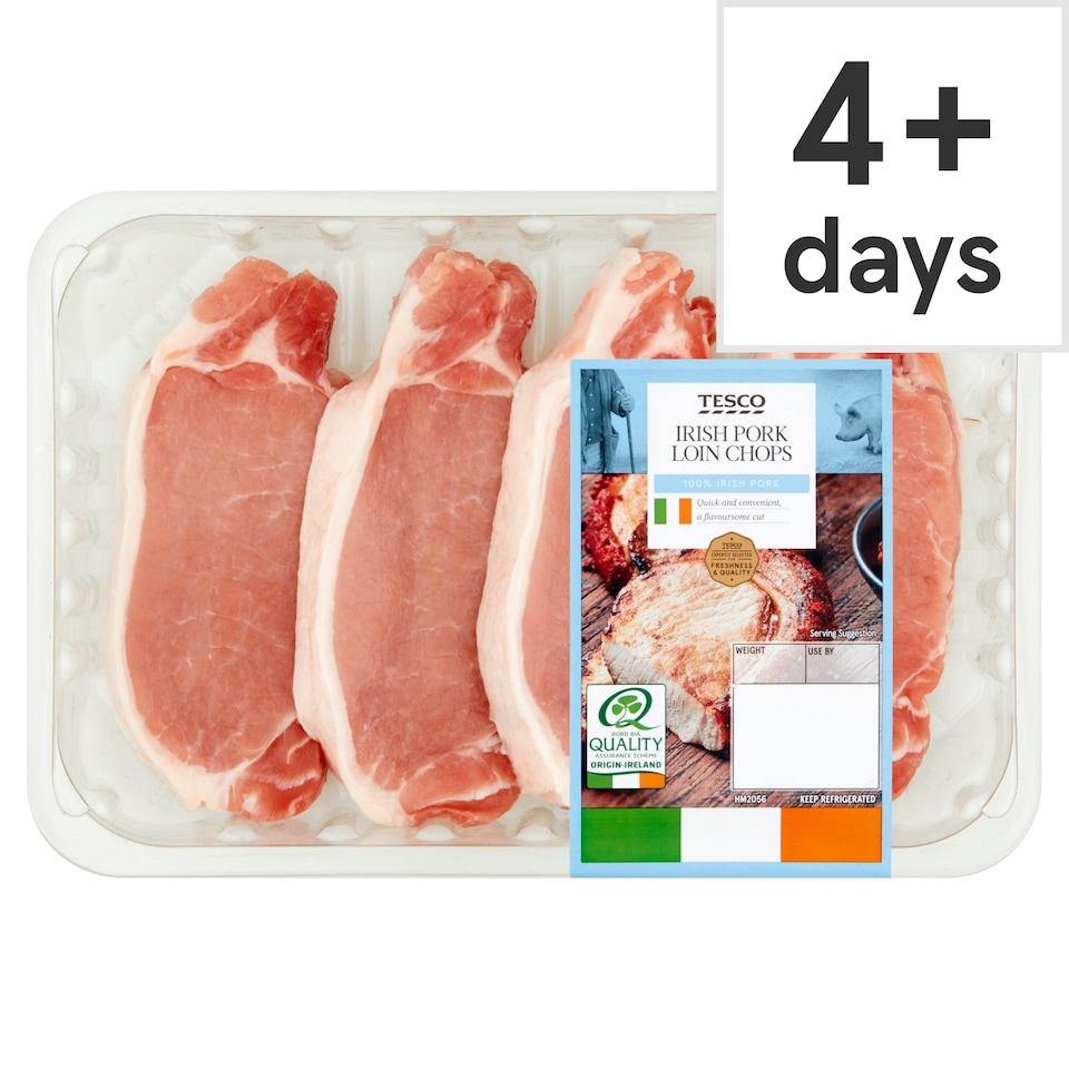 Tesco Irish Boneless Loin Pork Chops 523G