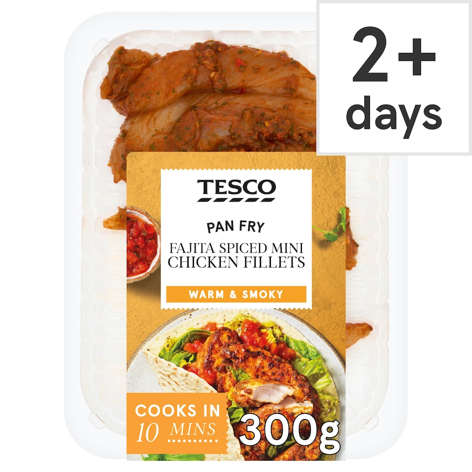 Tesco Pan Fry Fajita Spiced Mini Chicken Fillets 300g