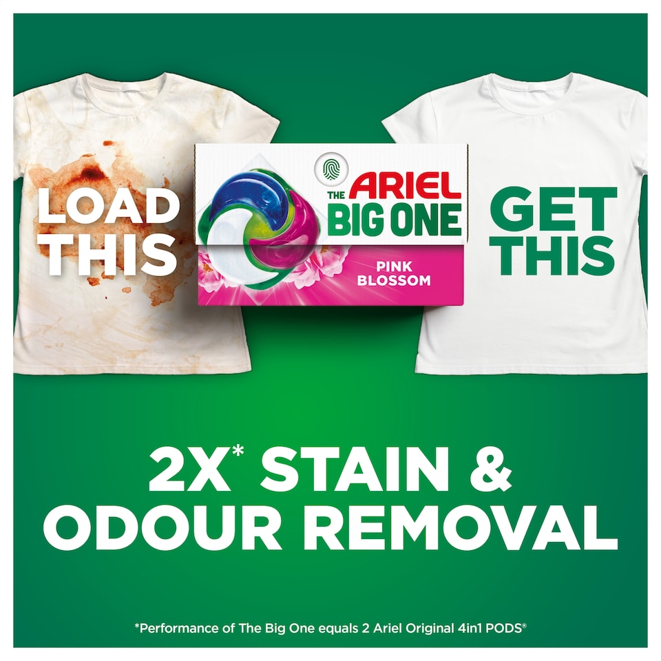 image 1 of Ariel The Big One Pink Blossom Washing Liquid Pods 29 Washes 1052.7g