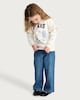 image 2 of F&F Girls Cotton Rich Paris Print Ruffle Sweatshirt in Cream