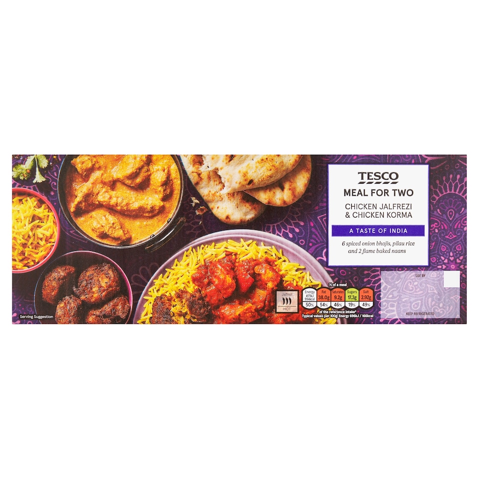 Tesco Chicken Jalfrezi & Chicken Korma Meal For Two 1.197Kg